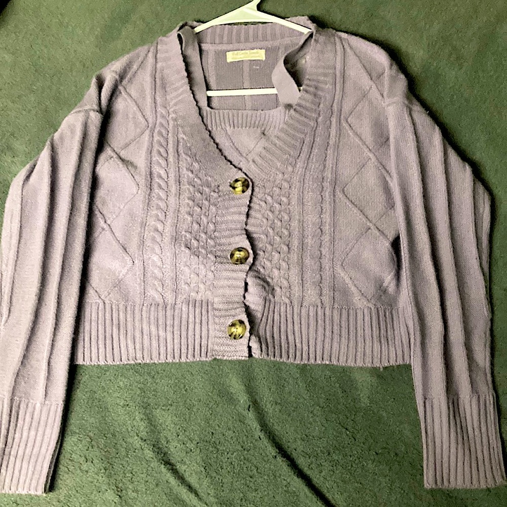 Purple two peice sweater crop top